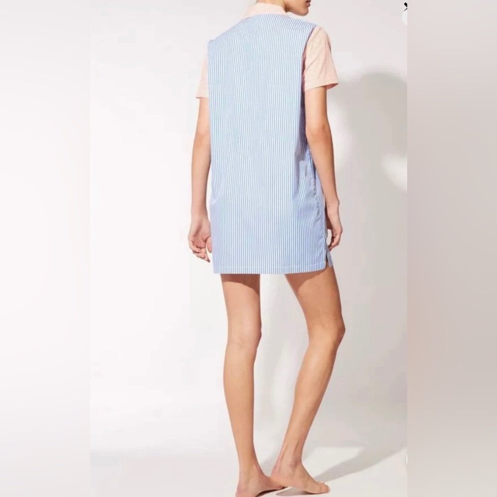 SOLID & STRIPED NWT Cabana Mini Shirt Dress Medium Blue Orange Yellow Stripe - Picture 3 of 10